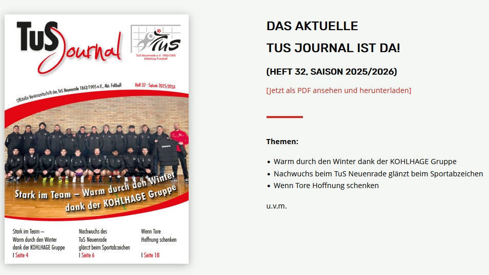 Das neue TuS Journal 1-2026 ist jetzt online